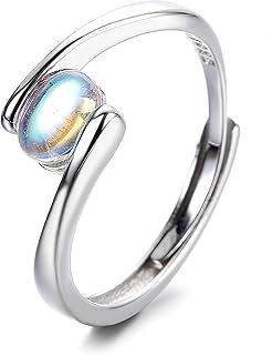 Anillo vintage de piedra lunar azul hecho a mano