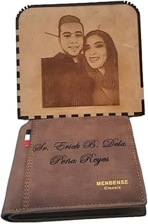 Cartera personalizada artesanal con caja de madera grabada