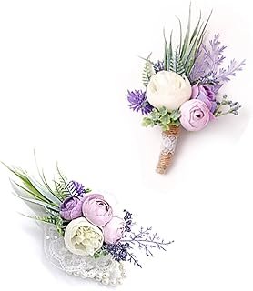 Set de ramilletes artesanales púrpura para bodas clásicas