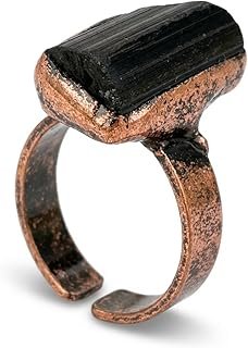 Anillo de turmalina negra ajustable hecho a mano