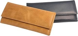 Cartera artesanal de piel negra para mujer multiespacios