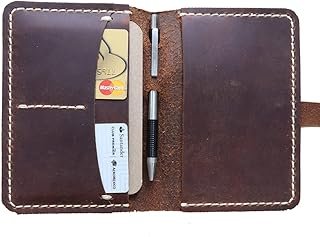 Porta documentos artesanal de piel con espacio para tarjetas