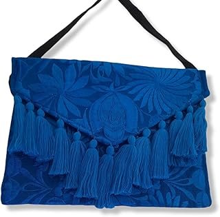 Clutch Artesanal Bordado Azul Hecho a Mano