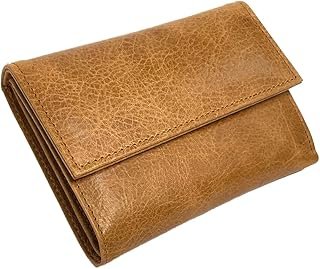 Monedero artesanal de piel natural marrón para mujer