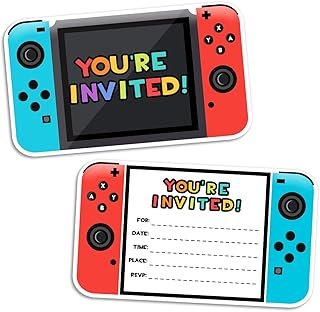 Invitaciones de videojuegos artesanales para fiestas infantiles