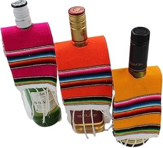 Sarape artesanal para botellas set decorativo mexicano 6 piezas
