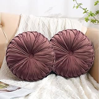 Almohadas decorativas redondas plisadas artesanales terciopelo