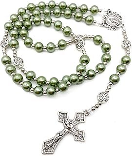 Rosario católico artesanal con bolsa de terciopelo