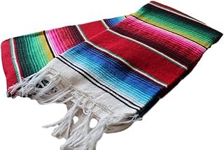 Camino de mesa sarape de Saltillo rojo hecho a mano