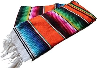 Sarape mexicano matrimonial color naranja artesanal tradicional
