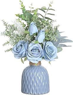 Flores artificiales con jarrón decorativo para hogar elegante