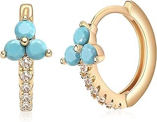 Aretes huggie chapados en oro 18K con circonia artesanal