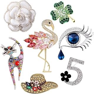 Set de broches artesanales vintage de animales y flores