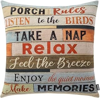 Funda de almohada decorativa porch rules artesanal 18×18