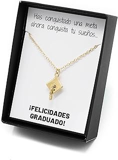 Collar birrete artesanal en chapa de oro regalo graduación