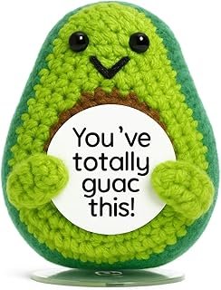 Muñeca de ganchillo hecha a mano con mensaje motivador