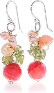 Aretes artesanales con perlas y piedras naturales Radiant Love