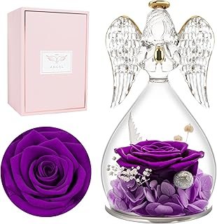 Ángel con rosa eterna hecha a mano regalo lleno de significado