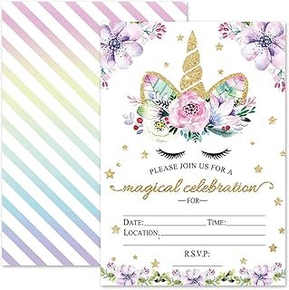 Invitaciones unicornio mágicas artesanales para cumpleaños
