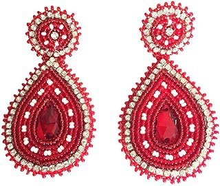 Aretes hechos a mano con abalorio en forma de lágrima