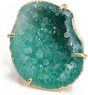 Anillo druzy de ágata chapado en oro hecho a mano
