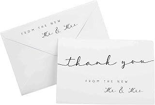 Tarjetas de agradecimiento de boda señor y señora artesanales