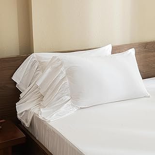 Fundas de almohada blancas con volantes hechas a mano juego de 2