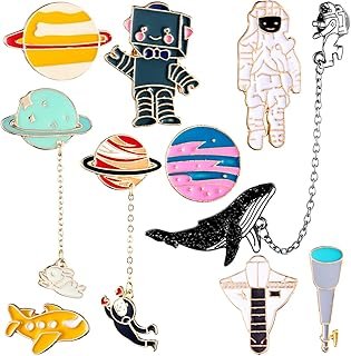 Set de pines esmaltados artesanales tema espacio y galaxia