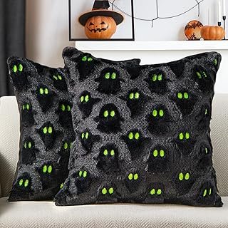 Fundas de almohada Halloween artesanales suaves 18×18 para hogar