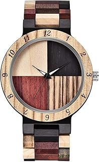 Reloj de madera geométrico artesanal color caqui