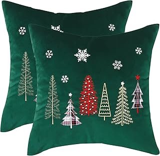 Fundas de almohada navideñas bordadas artesanales 18×18