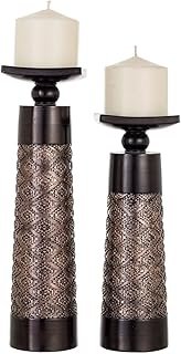 Portavelas artesanales decorativos color café para mesa y sala