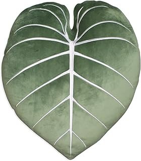 Almohada decorativa artesanal hoja verde ideal para amantes de plantas