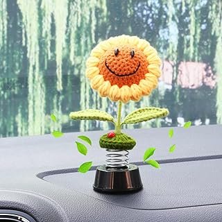 Decoración artesanal de girasol tejido para coche estilo único