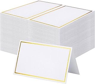 Tarjetas de mesa premium con borde dorado estilo artesanal