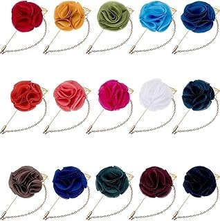 Pines artesanales de flor con cadena metálica para hombre