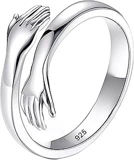 Anillo abrazo de pareja en plata 925 ajustable