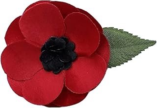 Broche artesanal de amapola roja en seda hecho a mano