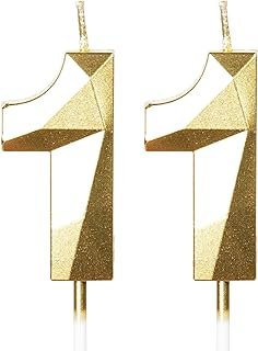 Vela artesanal número 11 dorada diseño 3D para pastel