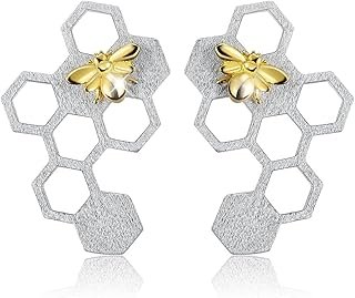 Aretes de abeja en plata 925 chapada en oro hechos a mano