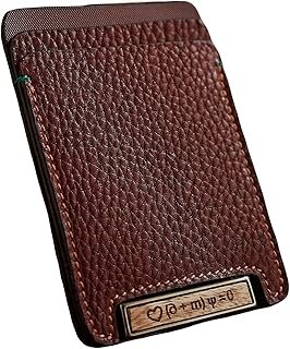 Tarjetero artesanal personalizado de piel y madera