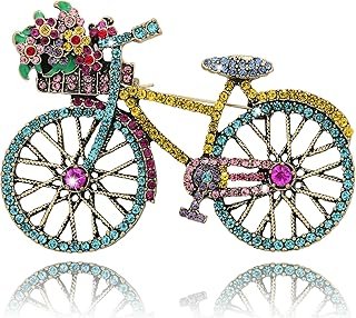 Broche artesanal de bicicleta azul con cristales vintage