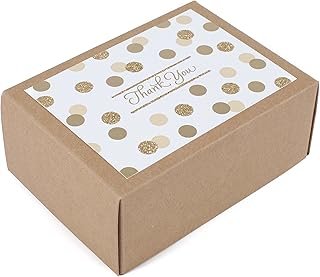 Tarjetas de agradecimiento doradas artesanales con sobres