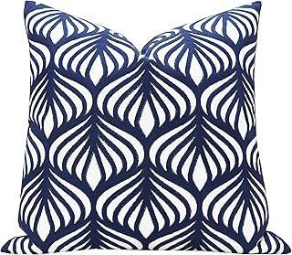 Funda de almohada hojas bordadas artesanal algodón 18×18