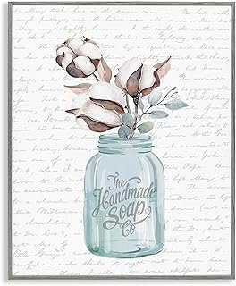 Arte de pared baño diseño flores tarro de jabón estilo hecho a mano