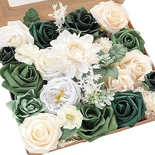 Flores artificiales verde oliva para ramos de boda hechos a mano