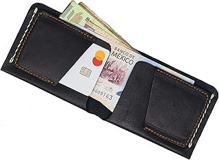 Cartera diagonal artesanal de piel negra para hombre