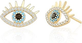 Aretes Evil Eye chapados en oro 18K hechos a mano