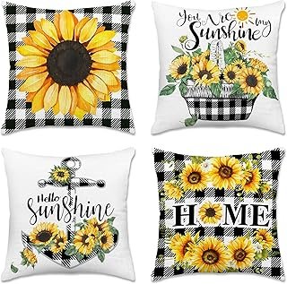 Fundas de almohada girasol artesanales primavera verano 18×18