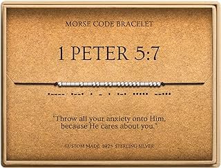 Pulsera cristiana de plata 925 con mensaje bíblico en código morse